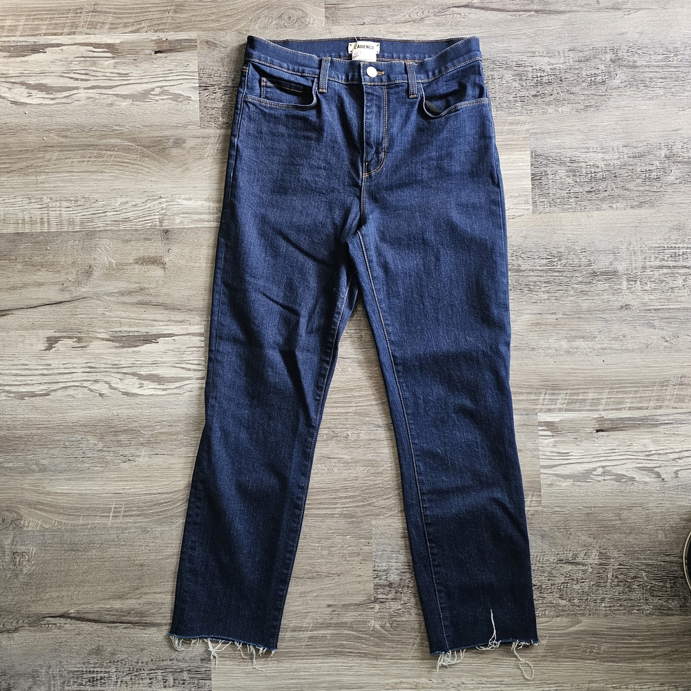 L'AGENCE Dark Blue Straight Leg Jeans Size 28